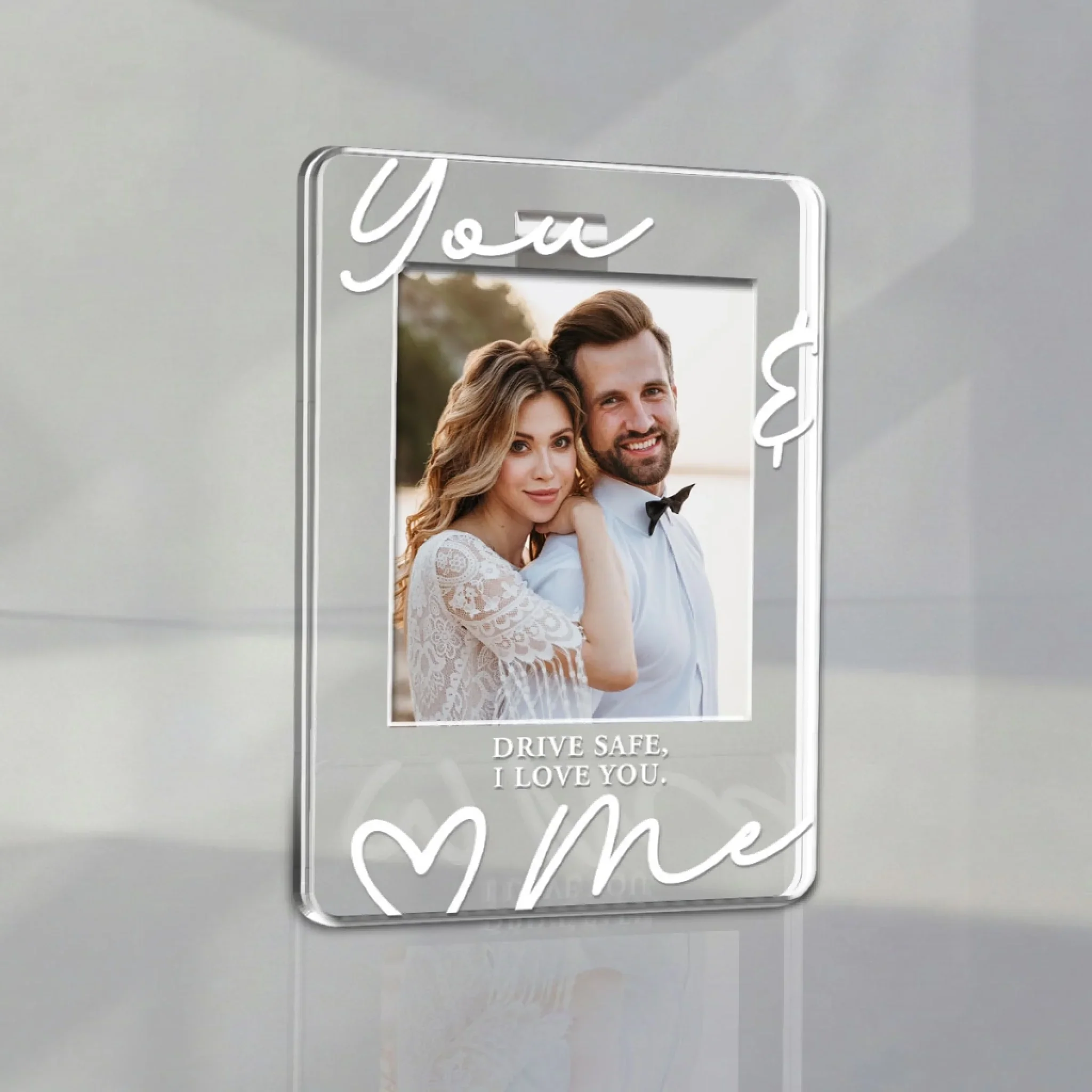 You & Me Drive Safe I Love You - Personalized Custom Acrylic Car Visor Clip - Image 4