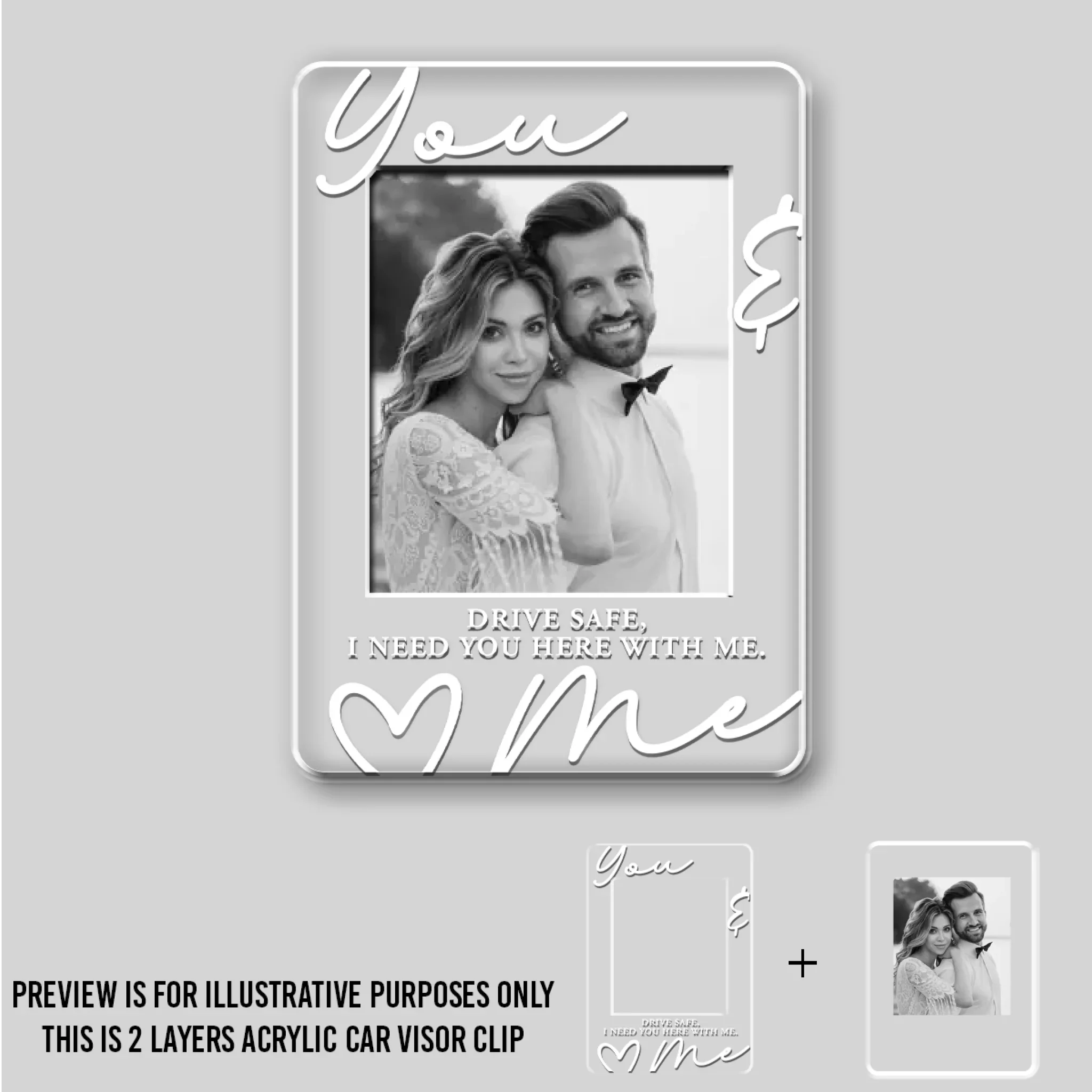 You & Me Drive Safe I Love You - Personalized Custom Acrylic Car Visor Clip - Image 7