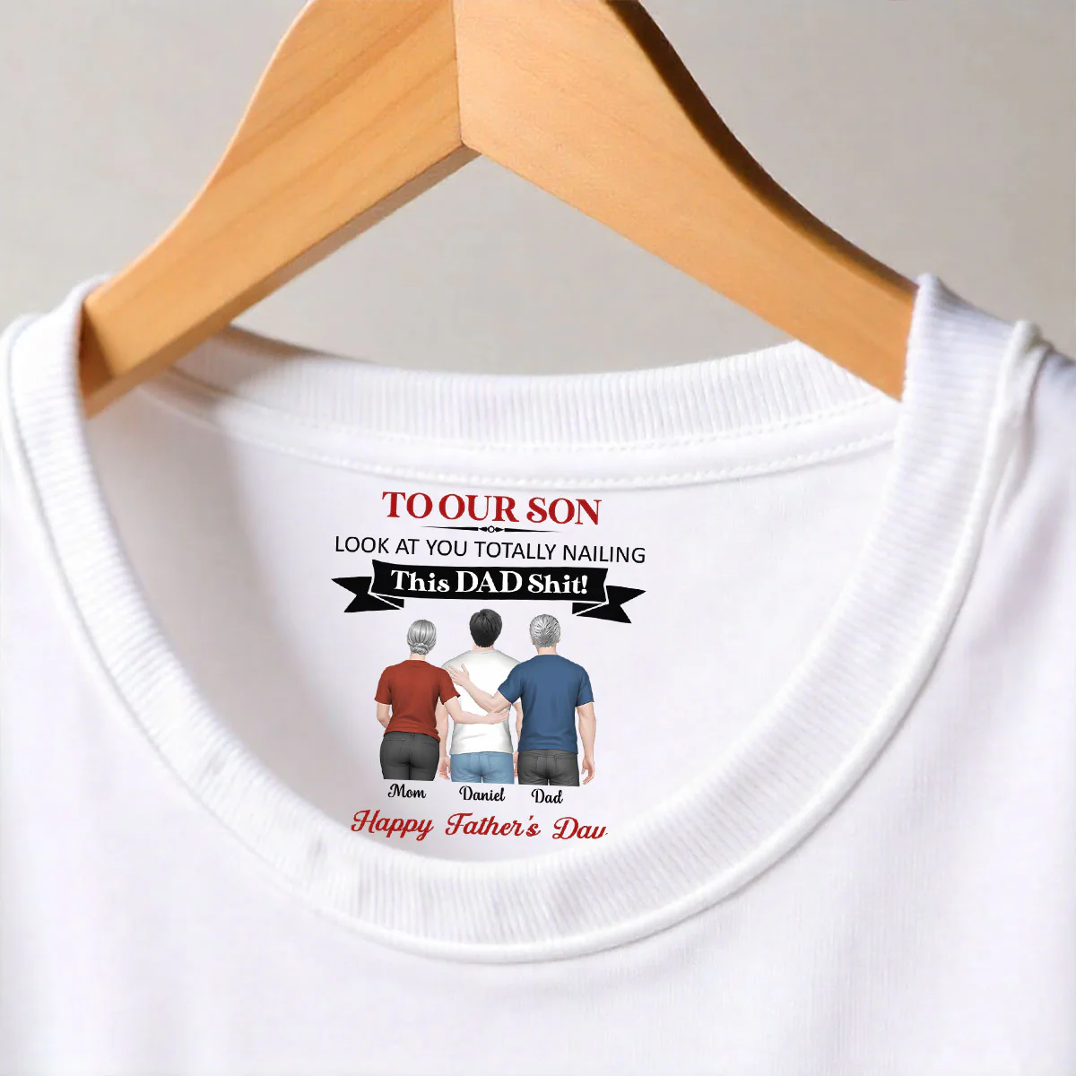 You Nailing This Dad Things - Personalized Custom Inside Neck Print T-Shirt - Image 3
