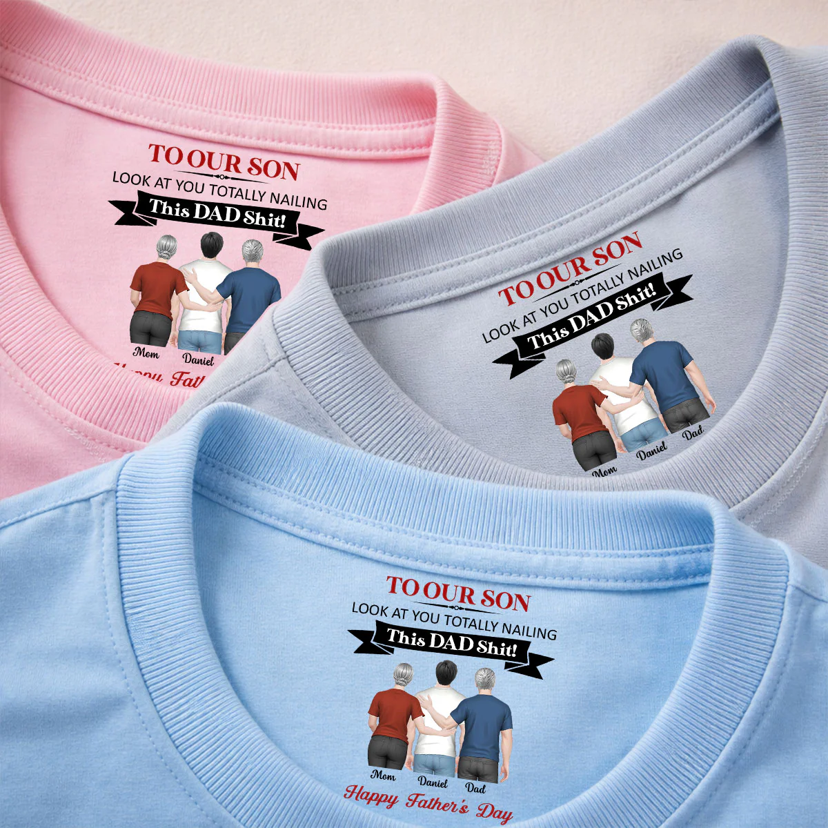 You Nailing This Dad Things - Personalized Custom Inside Neck Print T-Shirt - Image 4