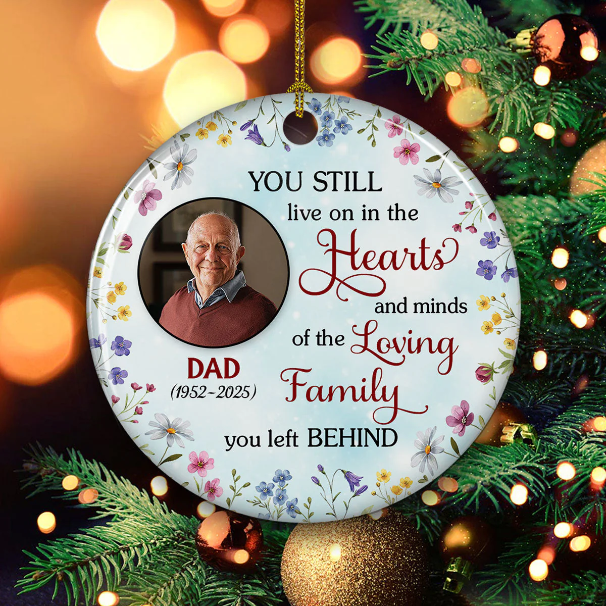 You Still Live On In The Hearts - Personalized Custom Ceramic Ornament - Image 3