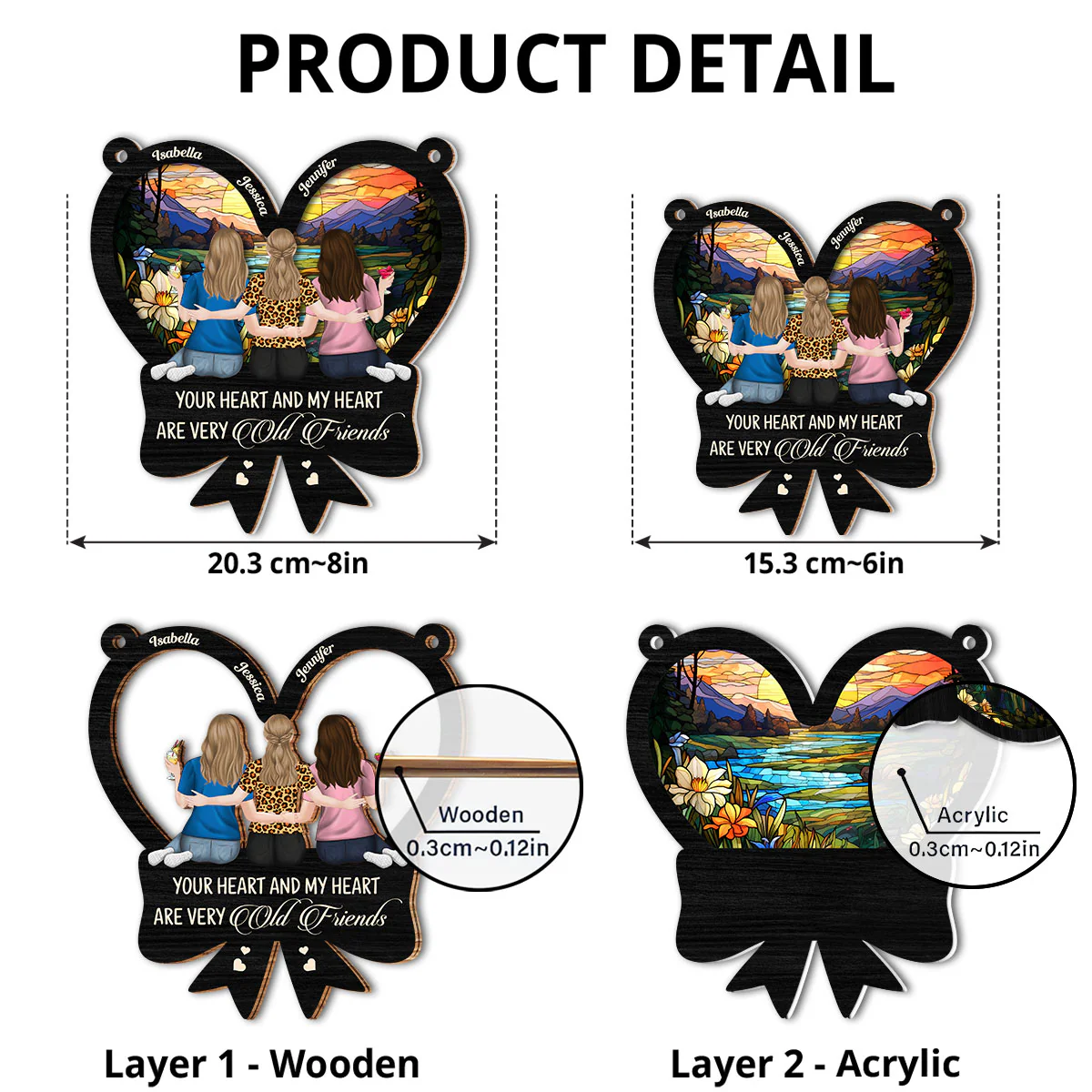 Your Heart And My Heart Are Very Old Friends - Personalized Custom Suncatcher - Image 4