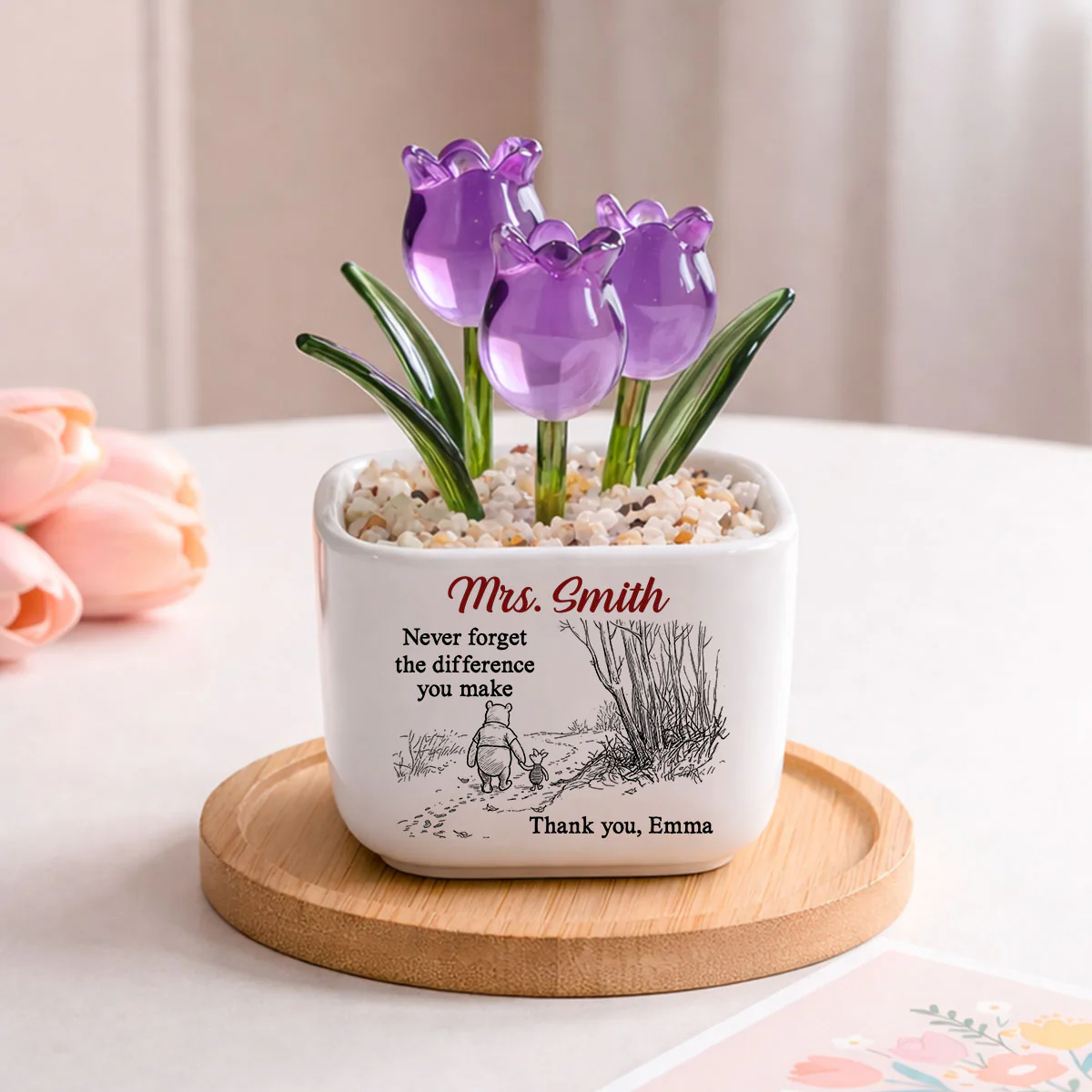 Your Kindness Inspires Growth - Personalized Custom Glass Everlasting Tulips