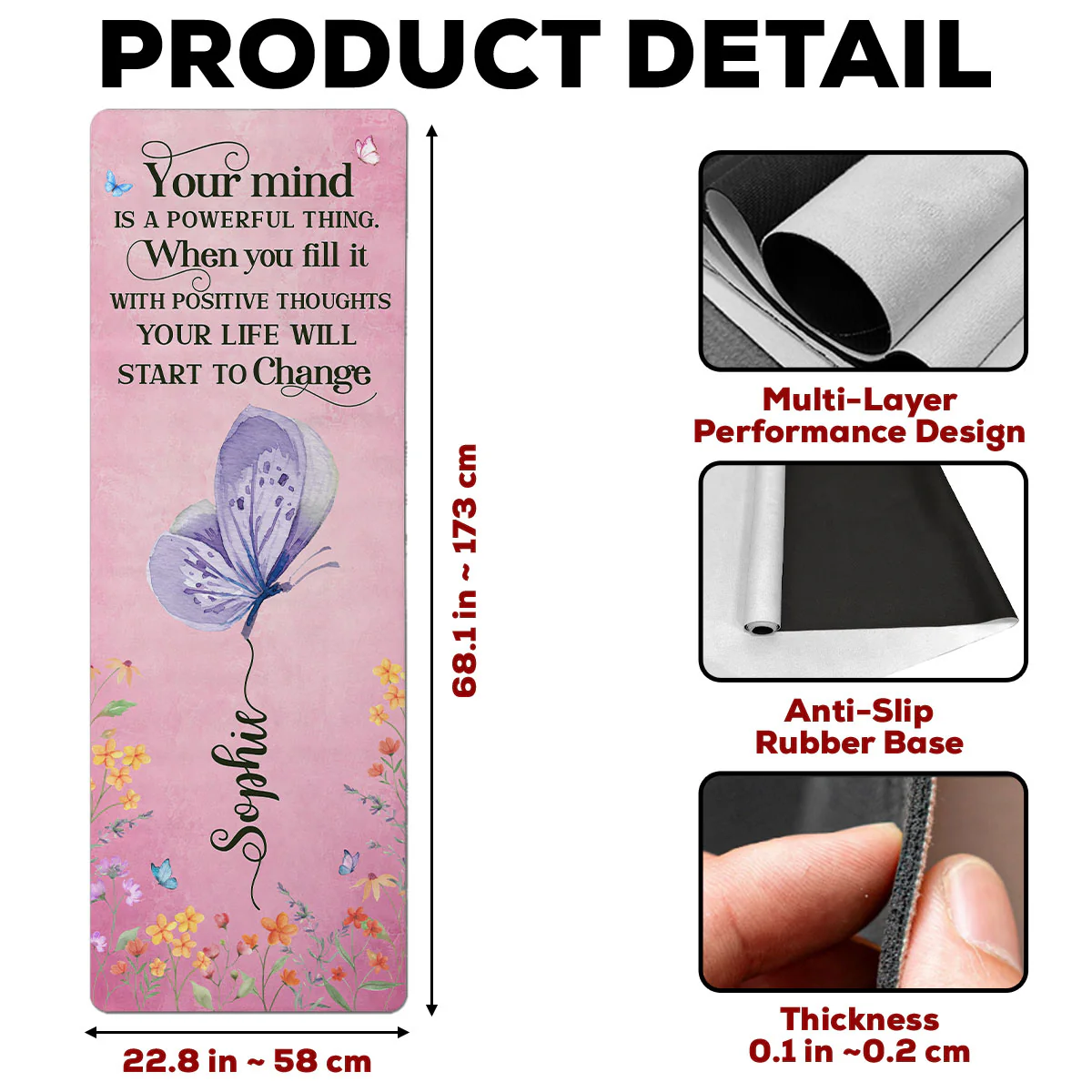 Your Mind Is A Powerful Thing - Personalized Custom Yoga Mat - Image 7