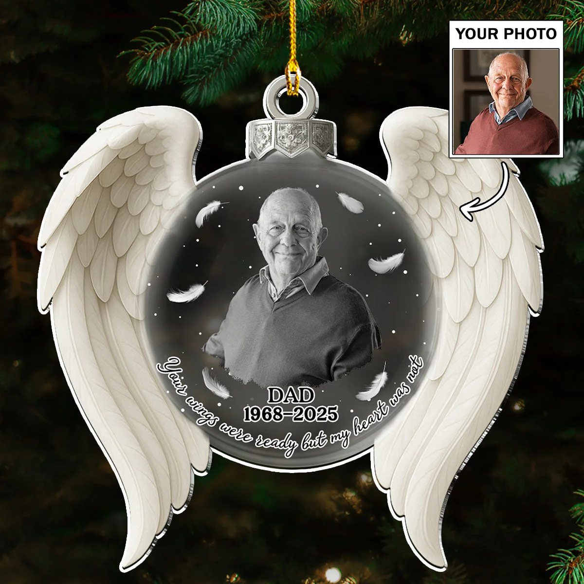Your Wings Were Ready But My Heart - Personalized Custom Acrylic Ornament