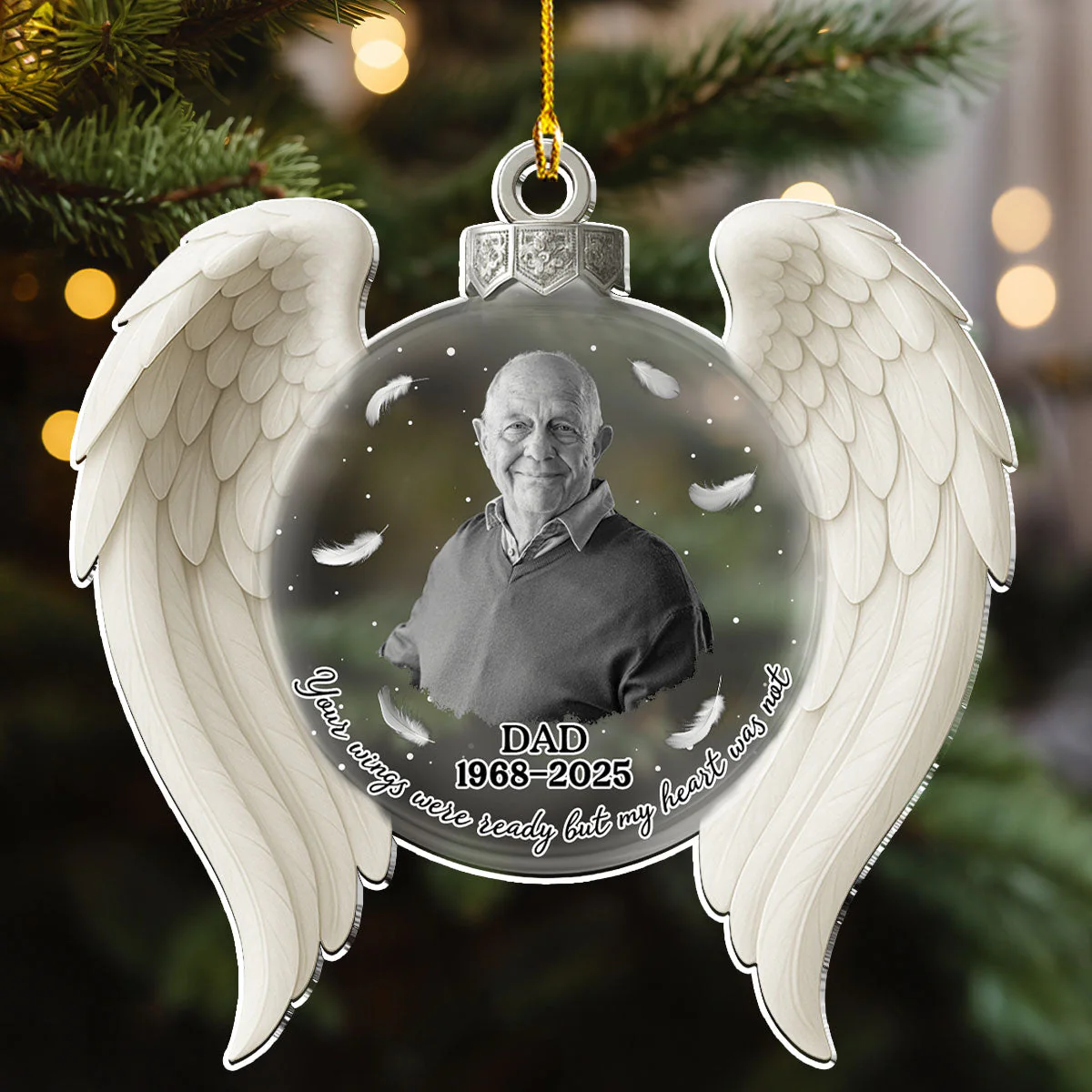 Your Wings Were Ready But My Heart - Personalized Custom Acrylic Ornament - Image 4