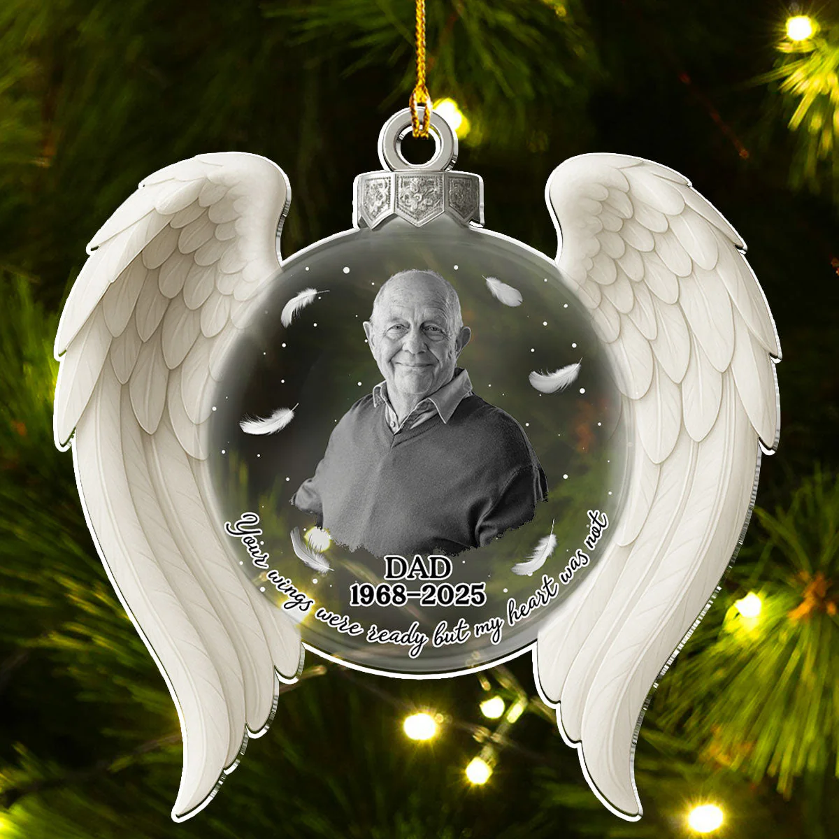 Your Wings Were Ready But My Heart - Personalized Custom Acrylic Ornament - Image 5